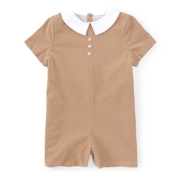 Edgehill Collection Beige Peter Pan Collar Corduroy Jon Jon Shortall, 12M, NWT - Picture 1 of 5
